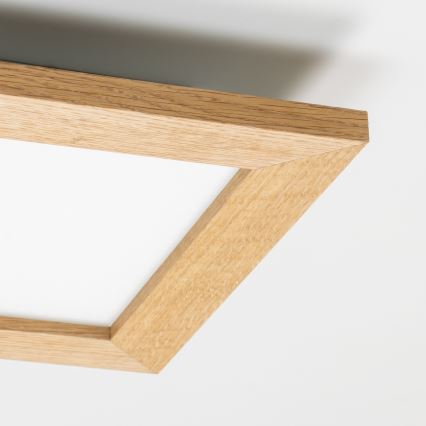 Eglo - LED RGBW Dimmable surface-mounted panel SALOBRENA-C WOOD LED/16W/230V 2700-6500K 34x34 cm brown + remote control