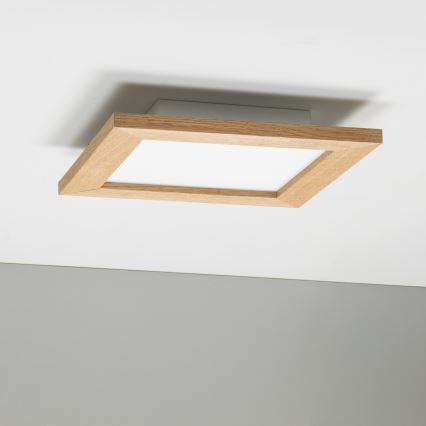 Eglo - LED RGBW Dimmable surface-mounted panel SALOBRENA-C WOOD LED/16W/230V 2700-6500K 34x34 cm brown + remote control