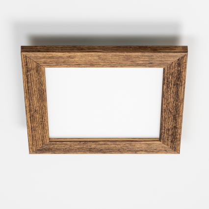Eglo - LED RGBW Dimmable surface-mounted panel SALOBRENA-C WOOD LED/16W/230V 2700-6500K 34x34 cm brown + remote control