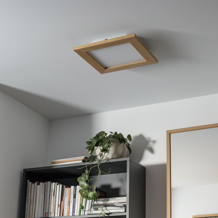 Eglo - LED RGBW Dimmable Surface-Mounted Panel SALOBRENA-C WOOD LED/16W/230V 2700-6500K 34x34 cm brown + remote control