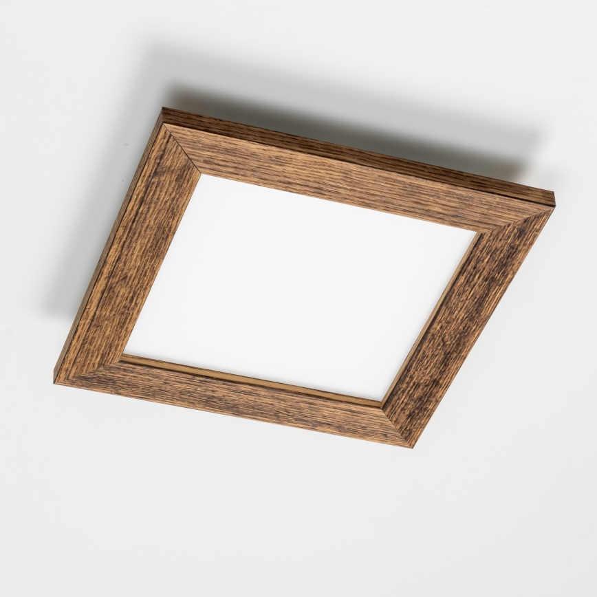 Eglo - LED RGBW Dimmable Surface-Mounted Panel SALOBRENA-C WOOD LED/16W/230V 2700-6500K 34x34 cm Brown + Remote Control