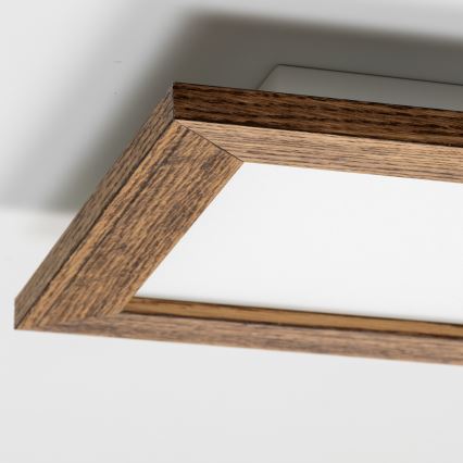 Eglo - LED RGBW Dimmable Surface-Mounted Panel SALOBRENA-C WOOD LED/16W/230V 2700-6500K 34x34 cm Brown + Remote Control