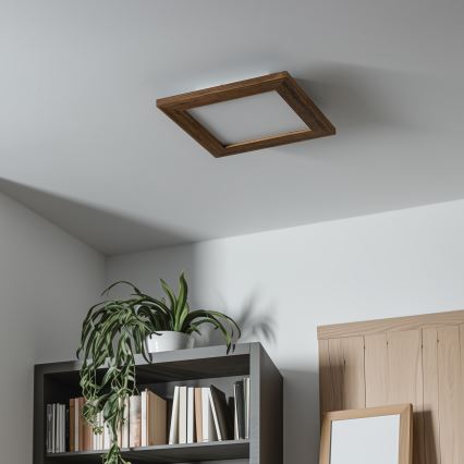 Eglo - LED RGBW Dimmable Surface-Mounted Panel SALOBRENA-C WOOD LED/16W/230V 2700-6500K 34x34 cm Brown + Remote Control