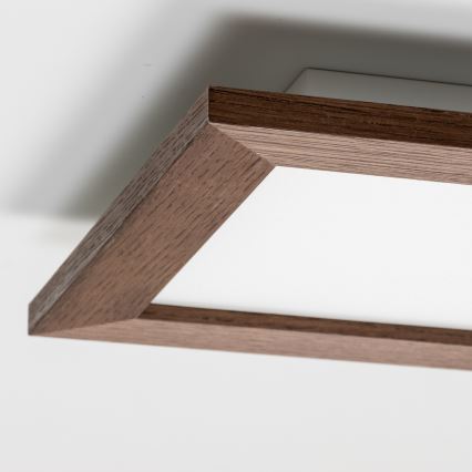 Eglo - LED RGBW Dimmable surface-mounted panel SALOBRENA-C WOOD LED/16W/230V 2700-6500K 34x34 cm dark brown + remote control