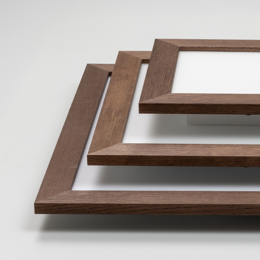 Eglo - LED RGBW Dimmable surface-mounted panel SALOBRENA-C WOOD LED/16W/230V 2700-6500K 34x34 cm dark brown + remote control