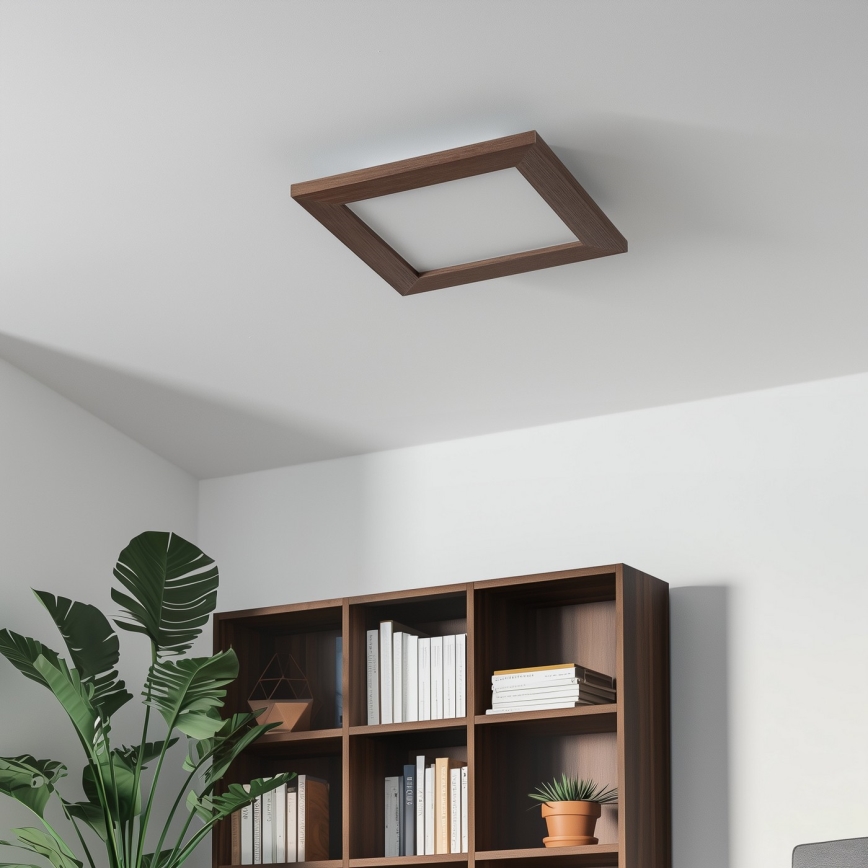 Eglo - LED RGBW Dimmable surface-mounted panel SALOBRENA-C WOOD LED/16W/230V 2700-6500K 34x34 cm dark brown + remote control