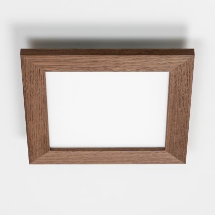 Eglo - LED RGBW Dimmable Surface-Mounted Panel SALOBRENA-C WOOD LED/16W/230V 2700-6500K 34x34 cm Dark Brown + Remote Control