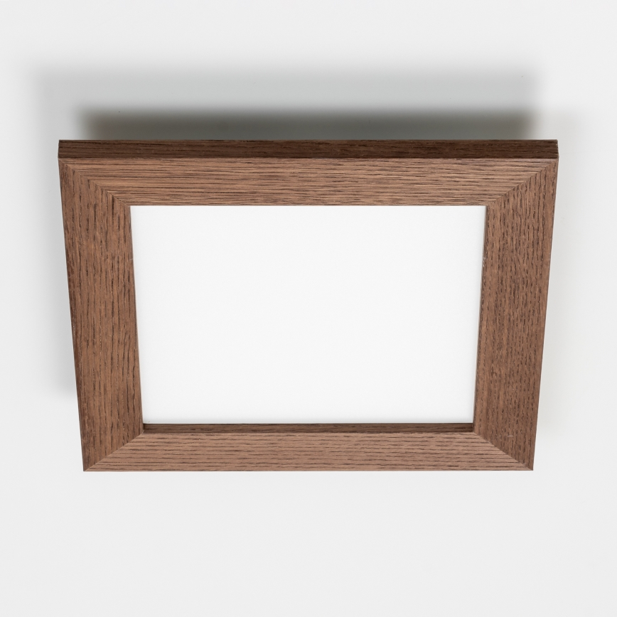 Eglo - LED RGBW Dimmable Surface-Mounted Panel SALOBRENA-C WOOD LED/16W/230V 2700-6500K 34x34 cm Dark Brown + Remote Control
