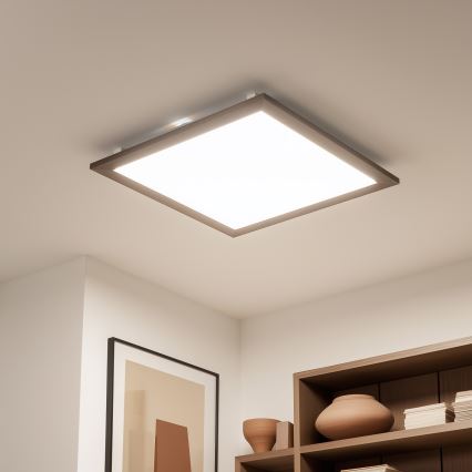 Eglo - LED RGBW Dimmable surface-mounted panel SALOBRENA-C WOOD LED/34W/230V 2700-6500K 64x64 cm dark brown + remote control
