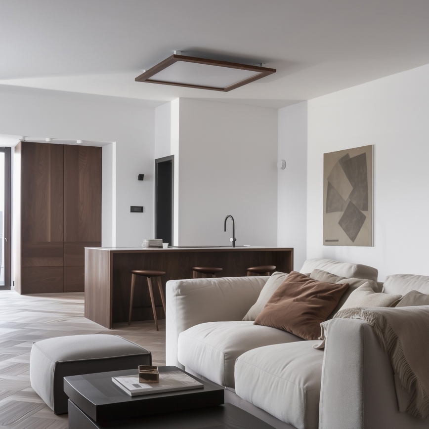 Eglo - LED RGBW Dimmable surface-mounted panel SALOBRENA-C WOOD LED/34W/230V 2700-6500K 64x64 cm dark brown + remote control