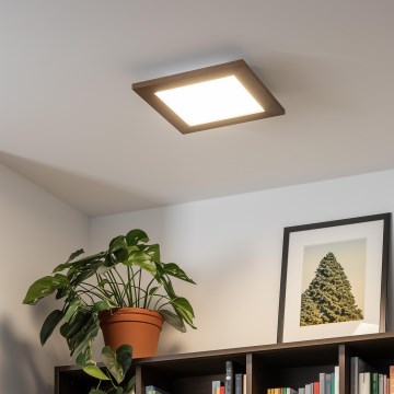 Eglo - LED RGBW Dimmable surface-mounted panel SALOBRENA-C WOOD LED/16W/230V 2700-6500K 34x34 cm dark brown + remote control