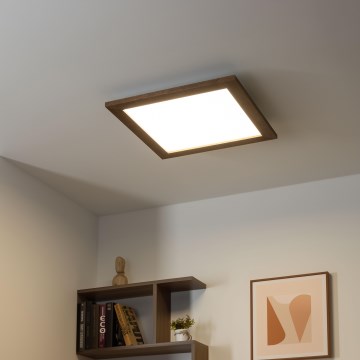 Eglo - LED RGBW Dimmable surface-mounted panel SALOBRENA-C WOOD LED/21W/230V 2700-6500K 49,5x49,5 cm dark brown + remote control