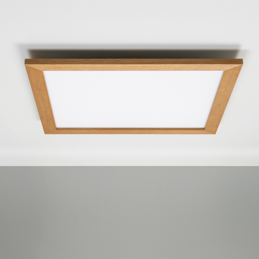 Eglo - LED RGBW Dimmable surface-mounted panel SALOBRENA-C WOOD LED/30,5W/230V 2700-6500K 64x64 cm brown + remote control