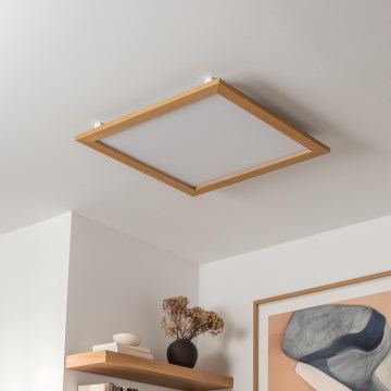 Eglo - LED RGBW Dimmable surface-mounted panel SALOBRENA-C WOOD LED/34W/230V 2700-6500K 64x64 cm brown + remote control