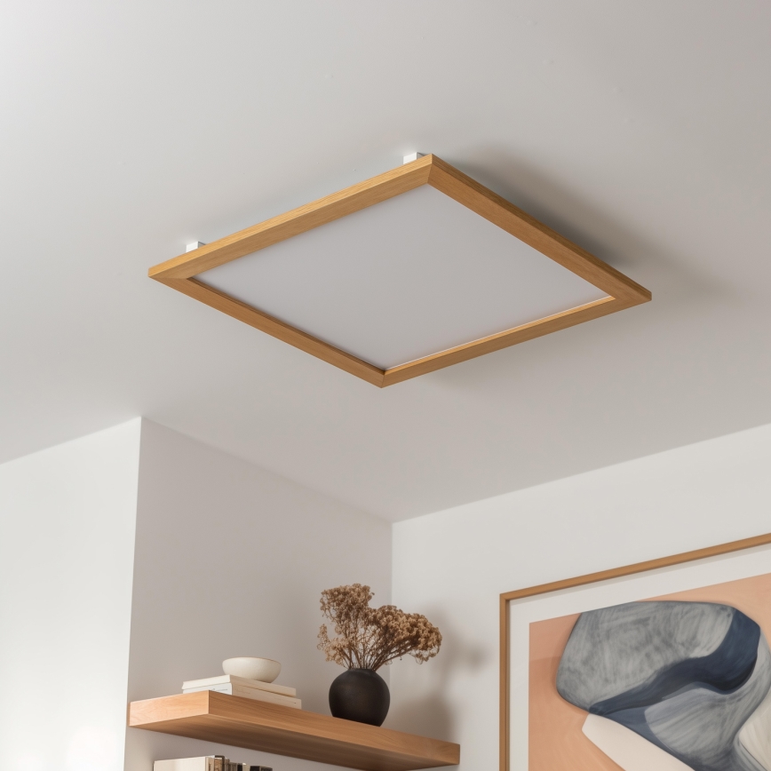 Eglo - LED RGBW Dimmable surface-mounted panel SALOBRENA-C WOOD LED/34W/230V 2700-6500K 64x64 cm brown + remote control