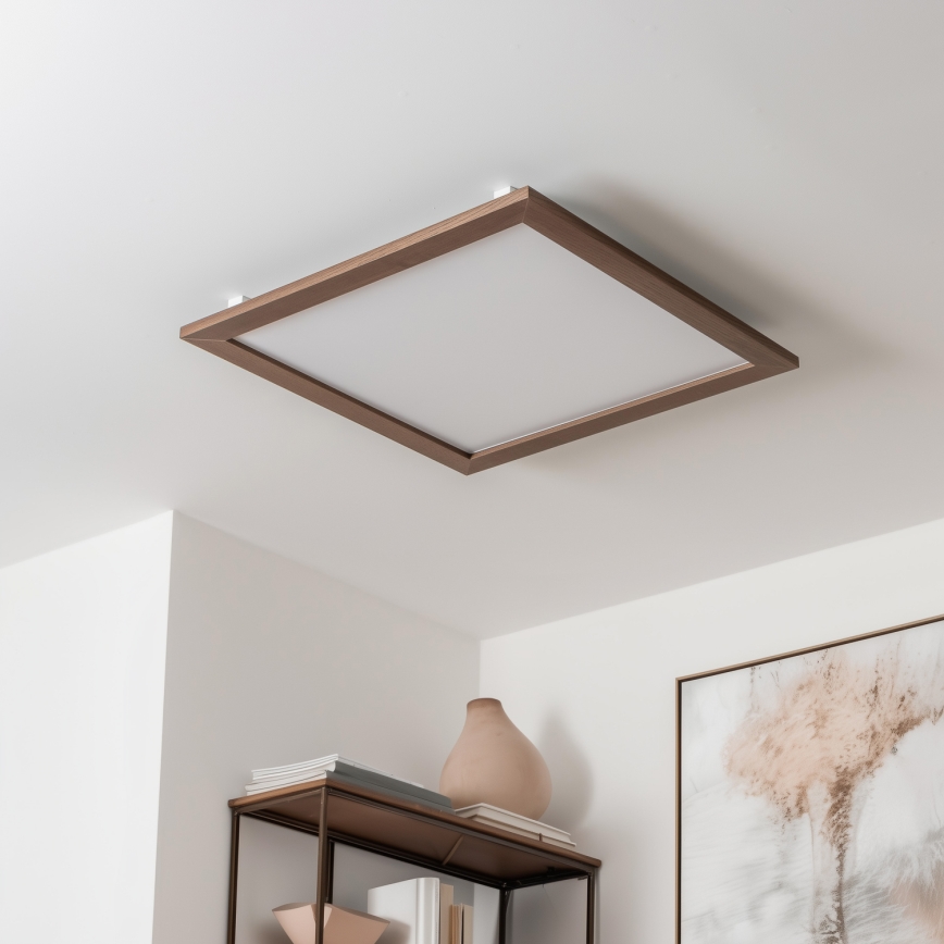 Eglo - LED RGBW Dimmable surface-mounted panel SALOBRENA-C WOOD LED/34W/230V 2700-6500K 64x64 cm dark brown + remote control