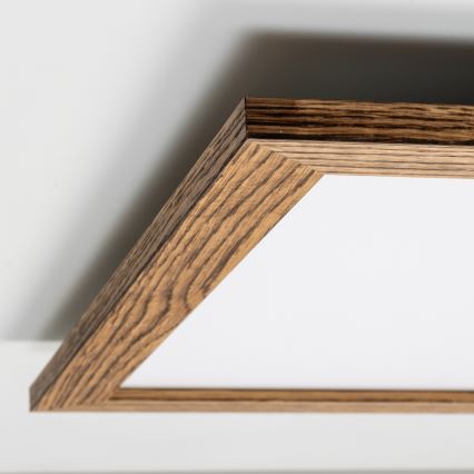 Eglo - LED RGBW Dimmable surface-mounted panel SALOBRENA-C WOOD LED/34W/230V 2700-6500K 64x64 cm brown + remote control