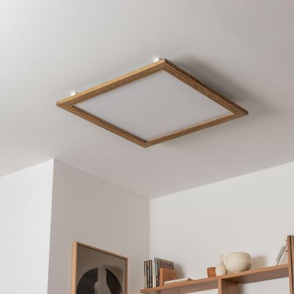 Eglo - LED RGBW Dimmable surface-mounted panel SALOBRENA-C WOOD LED/34W/230V 2700-6500K 64x64 cm brown + remote control