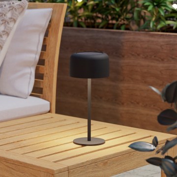 Eglo - LED Solar Rechargeable Touch Table Lamp, 2.8 W LED / 3.7 V, 1800 mAh, IP44, Black