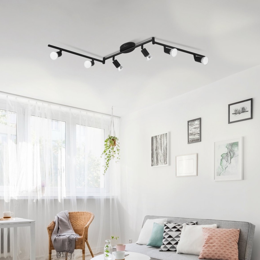 Eglo - LED Spotlight 6xGU10/2,8W/230V 3000K black