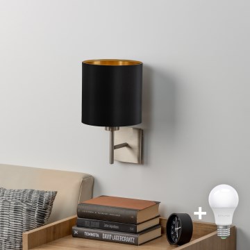 Eglo - LED Wall light TUNJA 1xE27/60W/230V matte chrome/black