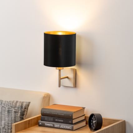 Eglo - LED Wall light TUNJA 1xE27/60W/230V matte chrome/black