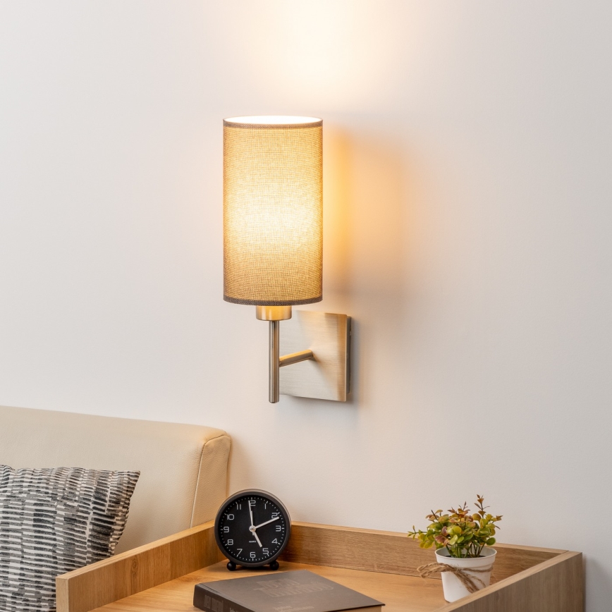 Eglo - LED Wall light TUNJA 1xE27/60W/230V matte chrome/brown