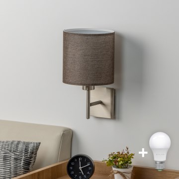 Eglo - LED Wall light TUNJA 1xE27/60W/230V matte chrome/brown