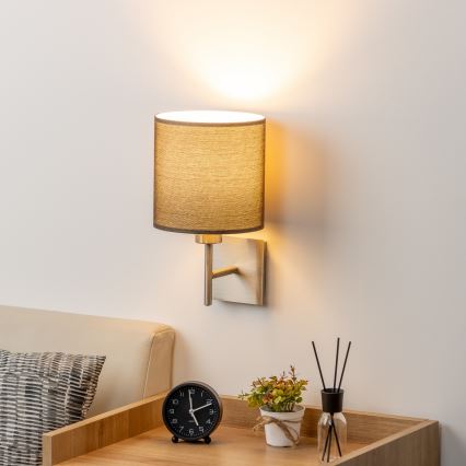 Eglo - LED Wall light TUNJA 1xE27/60W/230V matte chrome/brown