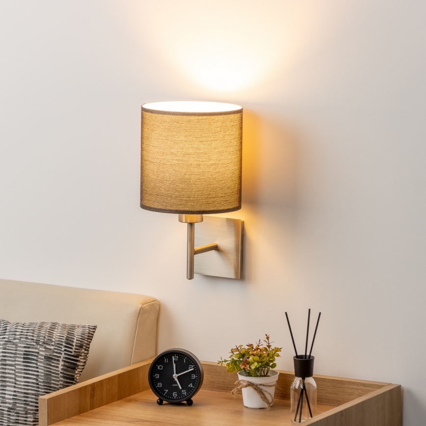 Eglo - LED Wall light TUNJA 1xE27/60W/230V matte chrome/brown