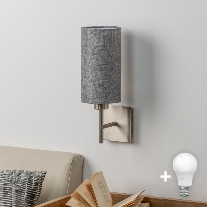 Eglo - LED Wall light TUNJA 1xE27/60W/230V matte chrome/grey