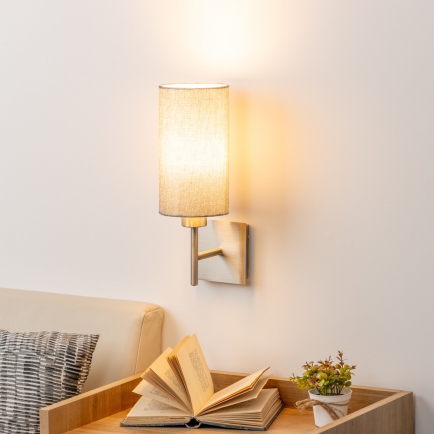 Eglo - LED Wall light TUNJA 1xE27/60W/230V matte chrome/grey