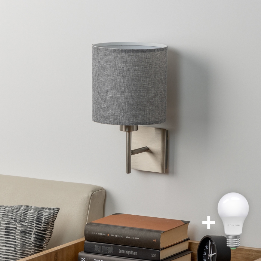 Eglo - LED Wall light TUNJA 1xE27/60W/230V matte chrome/grey
