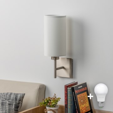Eglo - LED Wall light TUNJA 1xE27/60W/230V matte chrome/white