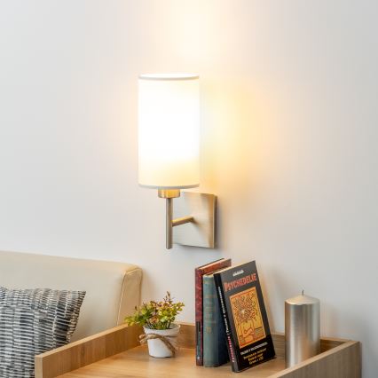 Eglo - LED Wall light TUNJA 1xE27/60W/230V matte chrome/white