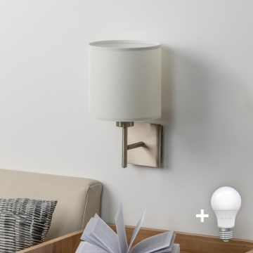 Eglo - LED Wall light TUNJA 1xE27/60W/230V matte chrome/white