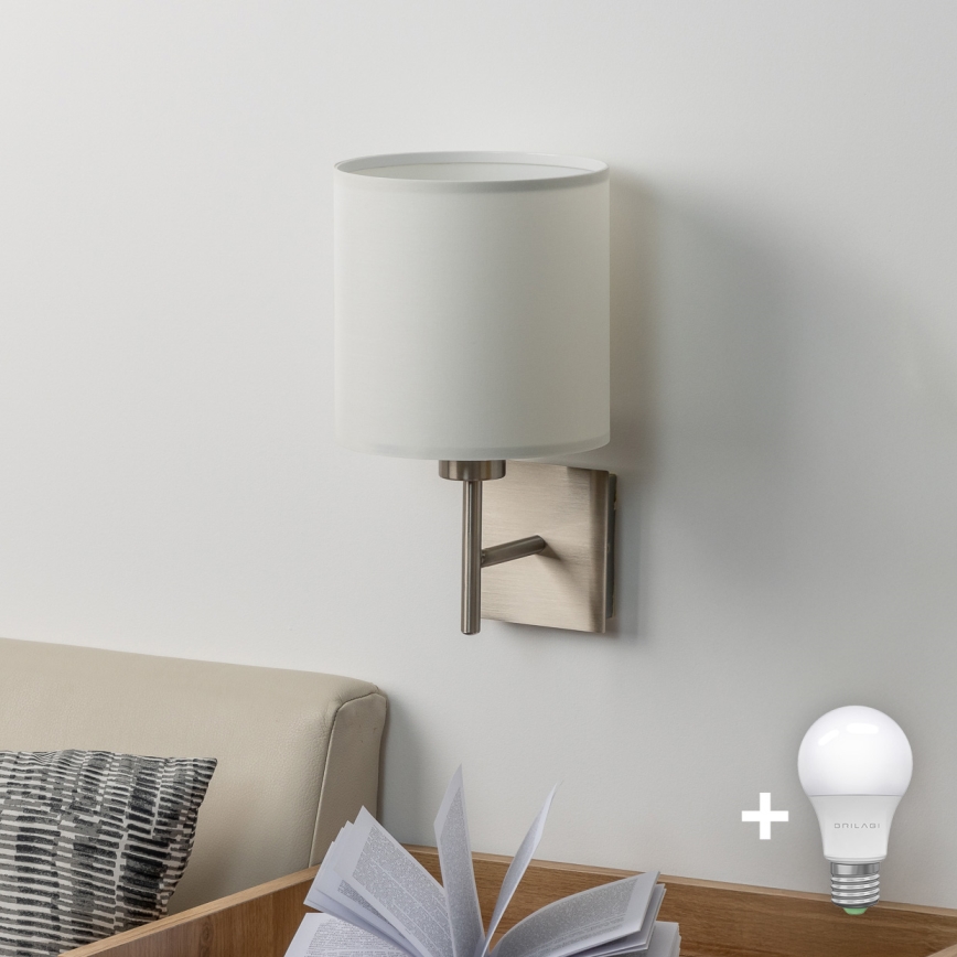 Eglo - LED Wall light TUNJA 1xE27/60W/230V matte chrome/white