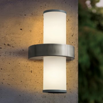 EGLO - Outdoor wall light 2xE27/60W silver/white IP44