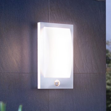 Eglo - Outdoor wall light with a sensor 1xE27/12W/230V IP44 matte chrome