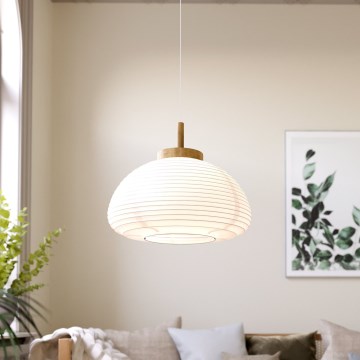 Eglo - Pendant light on cord 1xE27/40W/230V Ø 55 cm white/beige