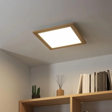 Eglo - RGB LED Dimmable surface-mounted panel SALOBRENA-C WOOD LED/24W/230V 2700-6500K 49,5x49,5 cm brown + remote control