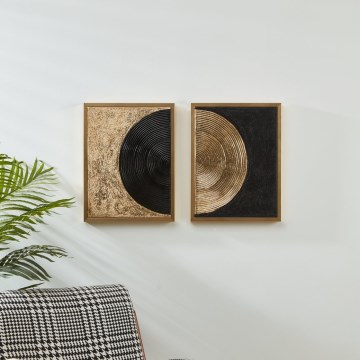 Eglo - SET 2x Painting on canvas 43x33 cm black/gold