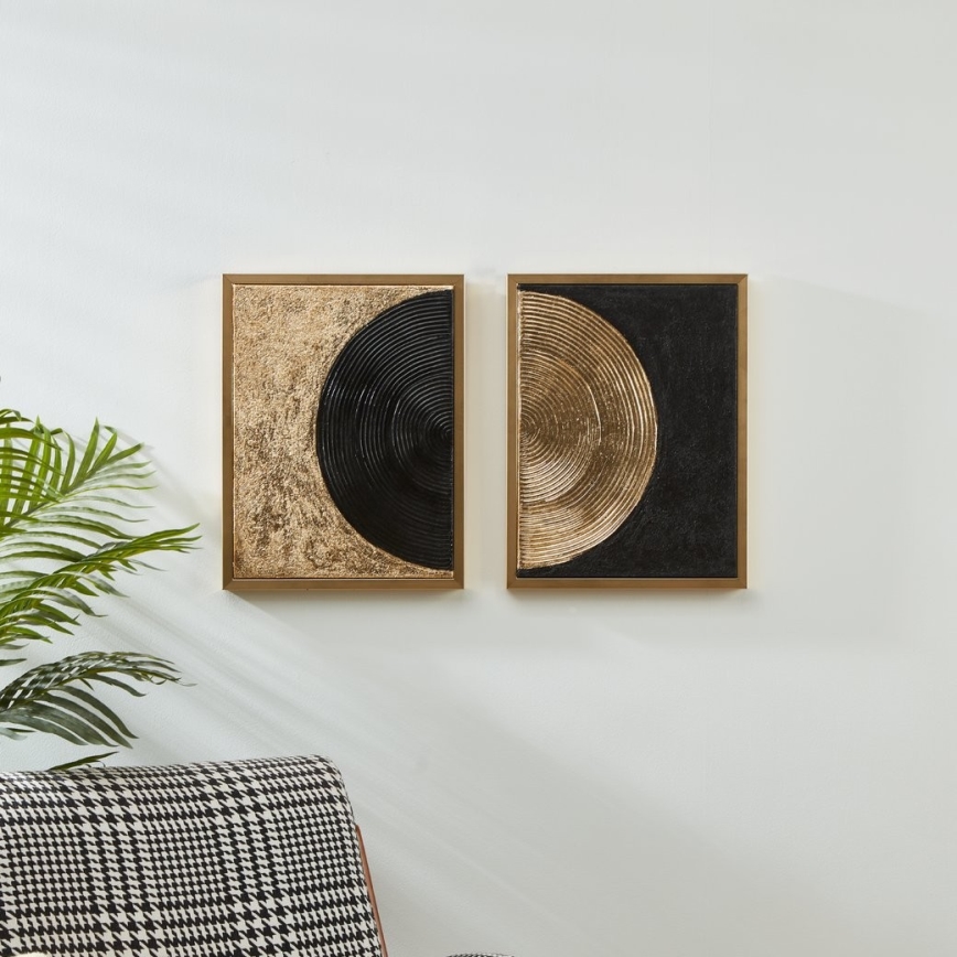 Eglo - SET 2x Painting on canvas 43x33 cm black/gold