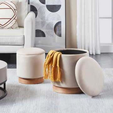 Eglo - SET 2x Stool d. 30,5/37 cm beige