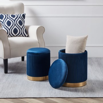 Eglo - SET 2x Stool d. 31,5/36 cm blue/gold