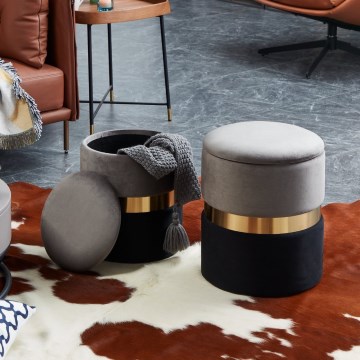 Eglo - SET 2x Stool d. 31,5/36 cm grey/black/gold
