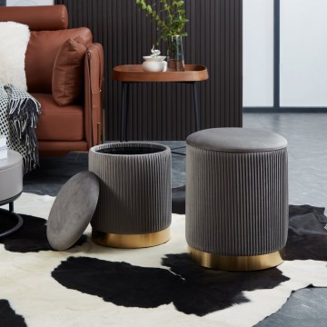 Eglo - SET 2x Stool d. 31,5/36 cm grey/gold