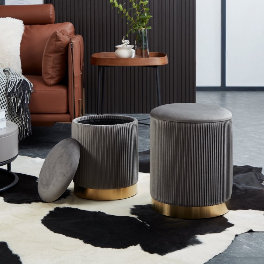 Eglo - SET 2x Stool d. 31,5/36 cm grey/gold