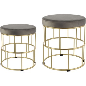 Eglo - SET 2x Stool grey/gold