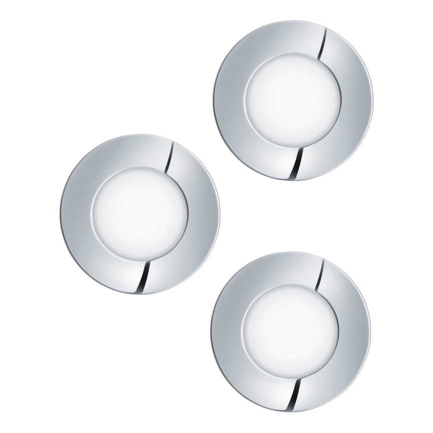 Eglo - SET 3x LED Bathroom recessed light FUEVA 1xLED/2,8W/230V IP44 shiny chrome